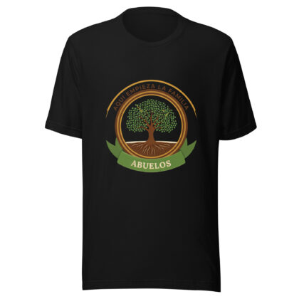 Playera unisex Abuelos: aquí empieza la familia